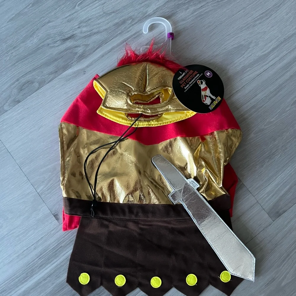 Vibrant Roman Warrior Dog Costume - Red and Gold‎